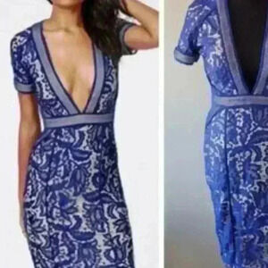 Missguided blue lace dress size 12